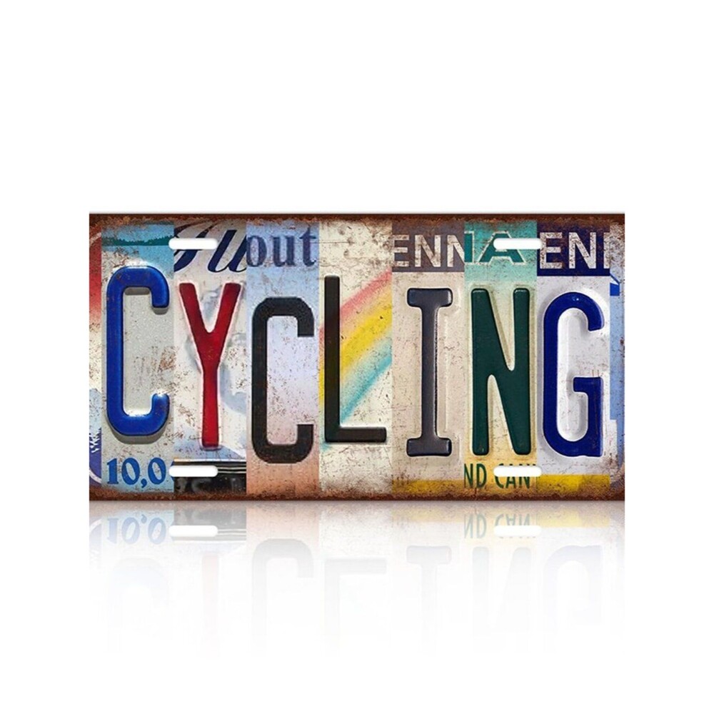 Vintage Sport Metal Tin Sign Cycling License Plate Wall Decor for Home Cafe Bar